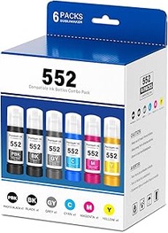552 Ink Refill Bottles 6 Pack, T552 Ink Refill Bottles Replacement Compatible for Epson Ecotank ET-8