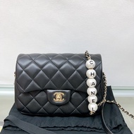 罕品✨Chanel 珍珠鏈條 黑色菱格翻蓋豆腐包 20s flap bag