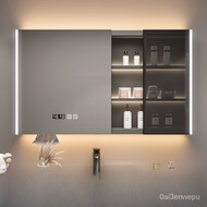insWind Solid Wood Bathroom Smart Mirror Cabinet Separate Wall-Mounted with Light Defogging Bathroom Beauty Mirror with