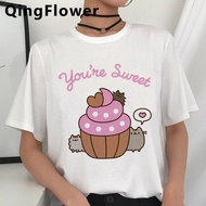 Pusheen Cat Cartoon Cute Fat Chihuahua Short-Sleeved T-shirt Female Minimalist Design European Ameri