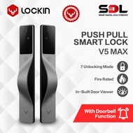 Lockin Push Pull Smart Lock V5 Max | Palm Vein Recognition | Built-in Door Viewer | Doorbell | 2 Yea