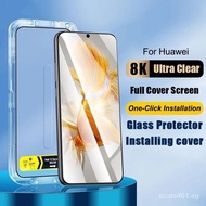 One-click Installation Full Cover Tempered Glass Huawei P50 P40 P30 Mate 30 20 Honor 20 Pro Nova 5T 7 7i 8i 9 10 SE 11 Y90 Screen Protector