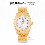 Roscani Carson G 497G (Sapphire Crystal + Magnified Date) Bracelet Men Gold Watch Stainless Steel Watch | Man Watch