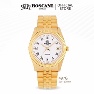 Roscani Carson G 497G (Sapphire Crystal + Magnified Date) Bracelet Men Gold Watch Stainless Steel Wa