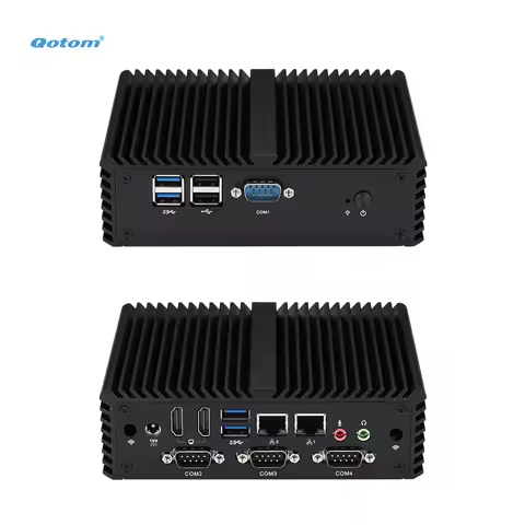 Qotom Mini PC 4th/5th Gen Intel Celeron Core I3 I5 I7 Processors Onboard 4x RS232, 2x LAN, 2x HD, Fa