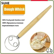 SUHE 13" Oak Handle Stainless Steel Flour Mixer  Flour Beater Flour Mixer