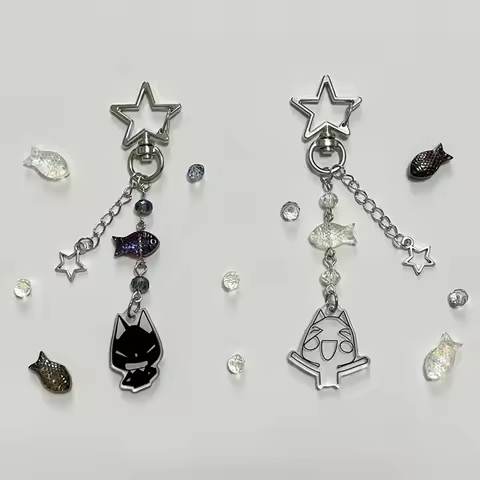 Handmade Toro Kuro matching keychain for sparkling fish and cute cats