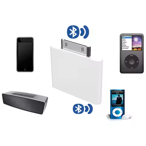 30 Pin Bluetooth 4.1 Audio Transmitter for IPod Mini IPod Classic IPod Nano Touch (White) HOT