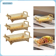 [mojotorw7] Iron Golden Fruit Tray with Handles Holder Counter Tray Desert Tray Storage