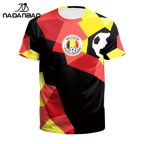 NADANBAO Summer T-shirt Men's 2022 3D Belgium Team Football T-Shirts O-Neck Short Sleeve Casual Brea