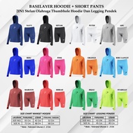 2-in-1 BASELAYER LONGSLEEVE THUMBHOLE Cuff HOODIE Shorts for Men and Women