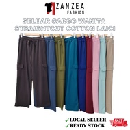 ZANZEA FASHION SELUAR CARGO PEREMPUAN/ CARGO PANTS WOMEN MULTI POCKET COTTON LAICI STRAIGHT CUT PANT