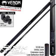 Venom Lucid Carbon LCB Black Cue Uniloc Low Deflection Stick Billiard