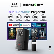 GOOJODOQ Built-in Battery Projector 170ANSI Brightness Dual Band Wifi Wireless Screen Projection