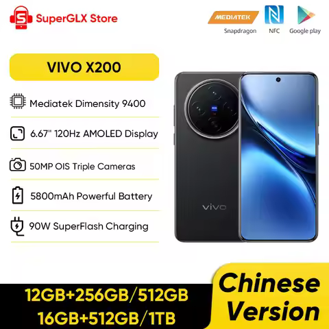 New VIVO X200 Mobile Phone Chinese Version Dimensity 9400 6.67" AMOLED 120Hz Screen 50MP Camera 5800