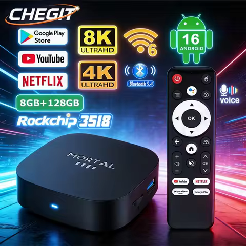 2026 New Android 16.0 8K HD TV Box RK3518 Quad Core 8GB RAM 128GB ROM Dual Wifi6 for Netflix YouTube