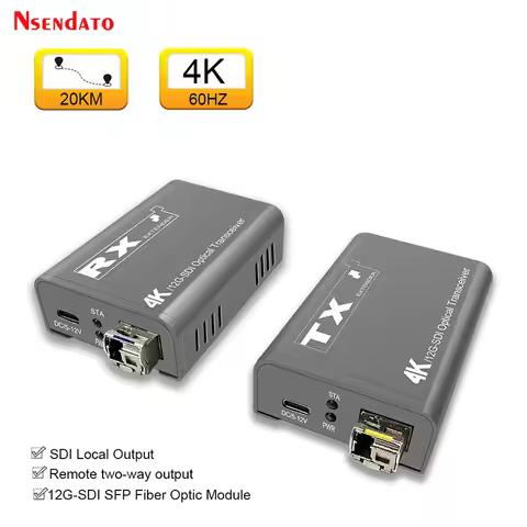 12G SDI Fiber Optic Extender 4K 60Hz 20Km SDI Transceiver Receiver Extender Kit 6G 3G HD SDI Fiber E