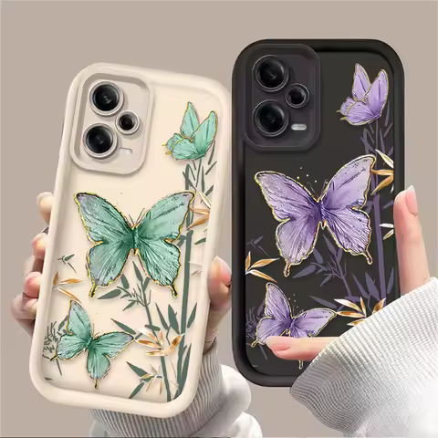 Butterfly Bamboo Shockproof Case for Xiaomi Redmi A5 A4 A3 A3X A2 A1 Plus 13X Redmi K80 Ultra K70 K7
