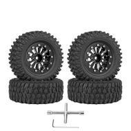 4PCS 65mm 1.3 Inch Metal Beadlock Wheel & Tire Set Fit 1/18 1/24 TRX4M SCX24 AX24 FCX24 RC Crawler C