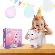 Walking Girl Electric Plush Toy Pet Barking Simulation Kitten Cross-Border Cat Leash Children Gift I