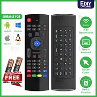 【FREE BATTERY AAA X2 】 MX3 2.4G USB WIRELESS AIR MOUSE KEYBOARD REMOTE CONTROL FOR ANDROID SMART TV Windows OS PC LAPTOP PROJECTOR PS  HTPC CCTV KARAOKE G@@gle Voice Longtv Evpad Eplay s
