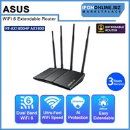 ASUS RT-AX1800HP AX1800 Dual Band WiFi 6 Extendable Router, Subscription Free Network Security, Buil