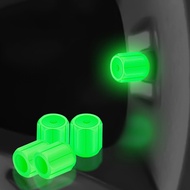 KHEI 4pcs Universal Fluorescent Luminous Tire Valve Stem ครอบคลุมวาล์วยางรถ CAP สีเขียว/สีเหลือง/สีฟ้า/ผงเรืองแสงสีแดง