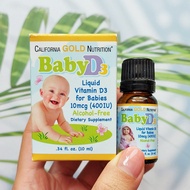 20% OFF ราคา Sale!! EXP:07/2024 วิตามินดีสาม D 3 ชนิดน้ำ สำหรับเด็กแรกเกิด-1ขวบ Liquid Vitamin D3 for Babies 10 mcg (400IU) 10 mL (California Gold Nutrition®) D-3