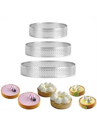 圓形穿孔慕斯蛋糕圈帶洞,0.8毫米,適用於法語蛋糕&amp;起司,烘焙模具,430不銹鋼