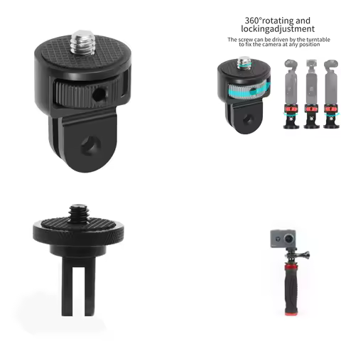 Universal 360 Swivel 1/4" Screw Converter Mini Tripod Adapter for Gopro 12 11 10 9 8 7 Eken Insta360