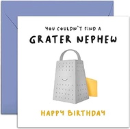 Old English Co. Funny Happy Birthday Gift Card for Nephew - 'Grater Nephew' Cheese Pun - Birthday Gr