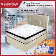 3336 Bed Frame | Frame + 10" Mattress Bundle Package | Single/Super Single/Queen/King Storage Bed | Divan Bed