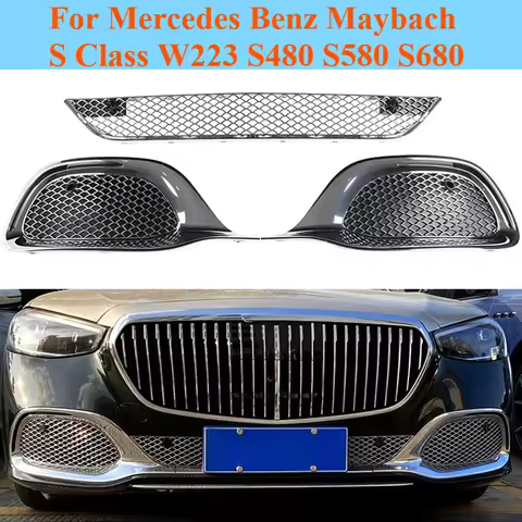 For Mercedes Benz Maybach S Class W223 S480 S580 S680 Front Grill Chrome Plated Radiator Grille Cove