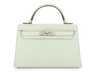 Hermès Vert Fizz Chèvre Mysore Mini Kelly 20 II Palladium Hardware, 2023