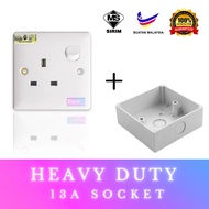(SIRIM) 13A Double Switch Socket / Dua socket / Twin socket / PVC SOCKET / SOCKET DOUBLE / DOUBLE SO