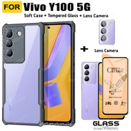 Shock Proof Case for Vivo Y100 5G Tempered Glass Film 3 in 1 Vivo Y03 Y28 Y27S Y17S Camera Lens Film