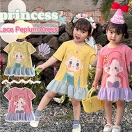 1-12 Years Girl Dress Ruffles Princess Dress Short Sleeve  Elsa Frozen Mermaid Lace Cartoon For Kids