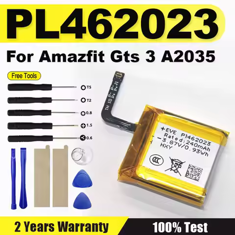 New 240mAh PL462023 Polymer Li-Ion Battery Cell For Amazfit Gts 3 A2035 Smart Sports Watch + Free To