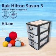 Hilton 3-tier MINI DRAWER RACK - Aesthetic Mini Drawer Makeup Box 3-tier Cosmetic Rack/