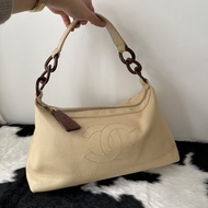 中古包 CHANEL 香奈兒 CC 梨花木釦荔枝牛皮小號肩背包