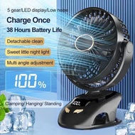 Mini Clip Fan 24000mAh Portable Mini Fan USB Rechargeable 5 Speed Wind Speed 90° Direction Rotatable