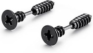 SIISPRI 7mm Cool Nail Shape Stainless Steel Men's Womens Cross Screw Stud Pierced Tunnel Earrings, 1