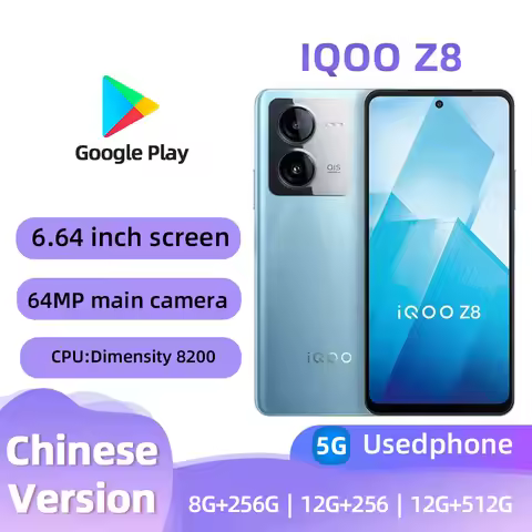 IQOO Z8 5G Mobile Phone MediaTek Dimensity 8200 6.64" Play Store OTA 120W Fast charging 5000mAh used