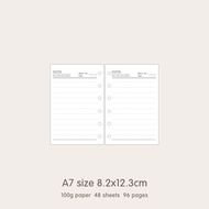 A7 Loose-leaf 6-hole Loose-leaf Inner Core Loose-leaf Refill 6-hole A7 Replaceable Paper Notebook Sq