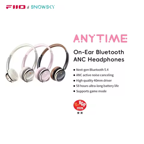FiiO ANYTIME Bluetooth 5.4 Wireless Headphone Noise Cancelling Bluetooth Earphones Hi-Res Wireless O