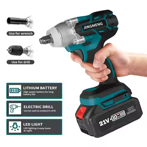 Cordless Electric Impact Wrench Brushless Electric Wrench Hand Drill Socket Power Tool For Makita 21