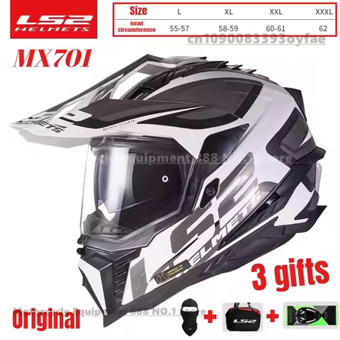 Original LS2 MX701 EXPLORER Off-road Fiberglass Motorcycle Helmet Motocross Helmets Anti-fog Double 