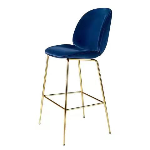 Modern luxury gold foot bar chair velvet bistro hotel counter chair