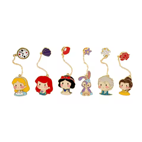 6 Pcs Exquisite Princess Chain Brooch Cute StellaLou Cartoon Enamel Pin Clothing Backpack Jewelry Me