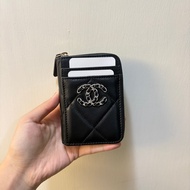 Chanel 19黑銀零錢卡包